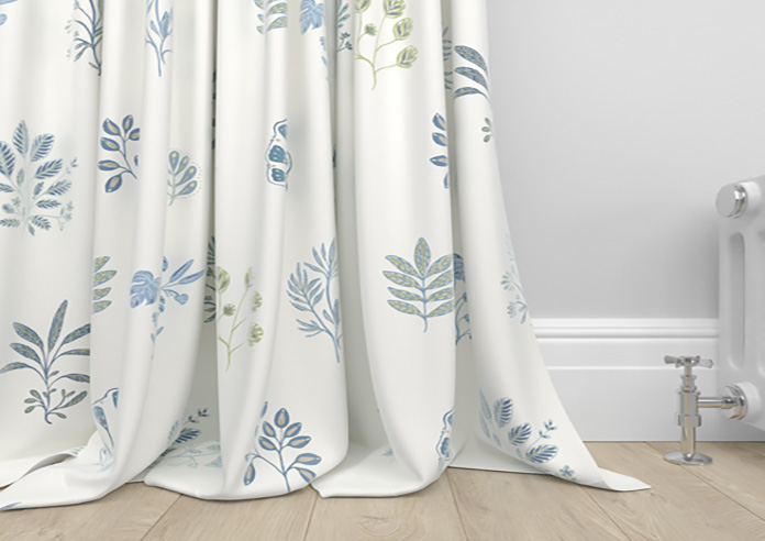 Botanical Velvet, River Blue - Made to Measure Curtains - Image 6